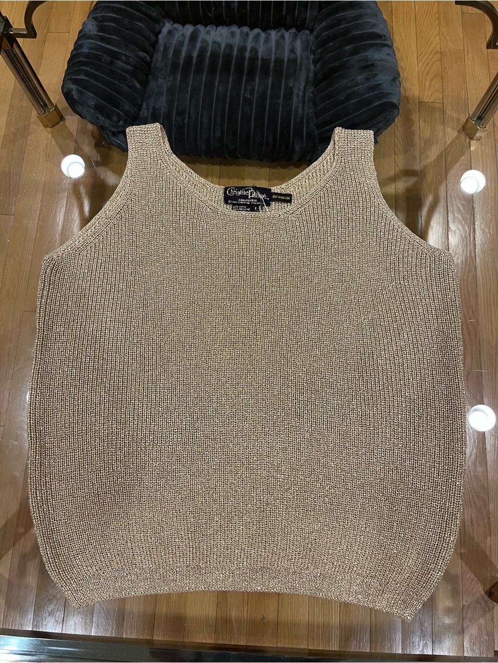 Christian Dior Sleeveless Knit Tank Top in Beige